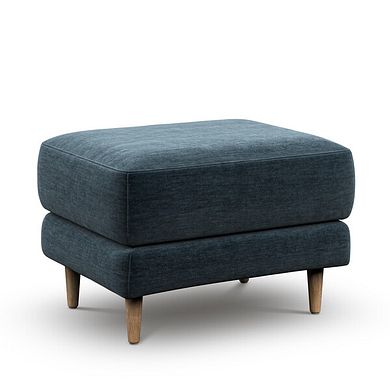 Zara Footstool in Steel Blue Fabric
