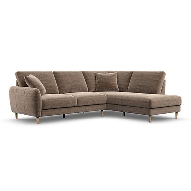 Zara Left Hand Corner Chaise Sofa in Canna Cocoa Fabric