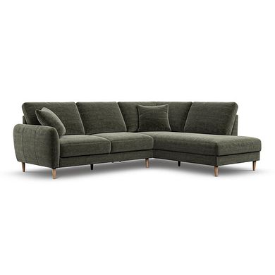 Zara Left Hand Corner Chaise Sofa in Canna Dark Green Fabric