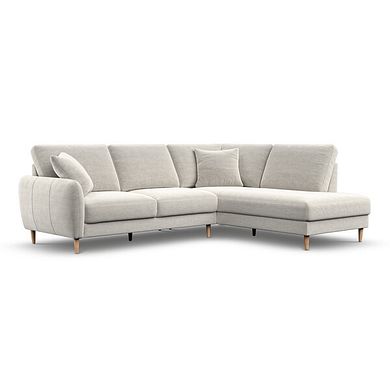 Zara Left Hand Corner Chaise Sofa in Canna Light Grey Fabric