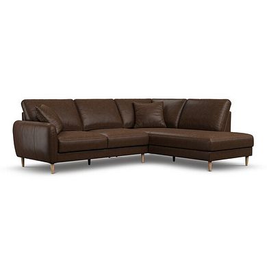 Zara Left Hand Corner Chaise Sofa in Dark Brown Leather