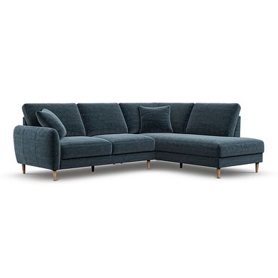 Zara Left Hand Corner Chaise Sofa in Steel Blue Fabric