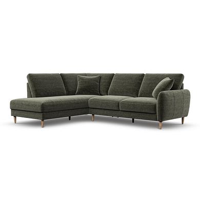 Zara Right Hand Corner Chaise Sofa in Canna Dark Green Fabric