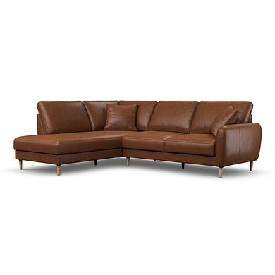 Zara Right Hand Corner Chaise Sofa in Chestnut Brown Leather