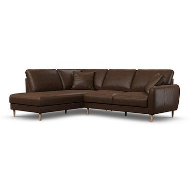 Zara Right Hand Corner Chaise Sofa in Dark Brown Leather