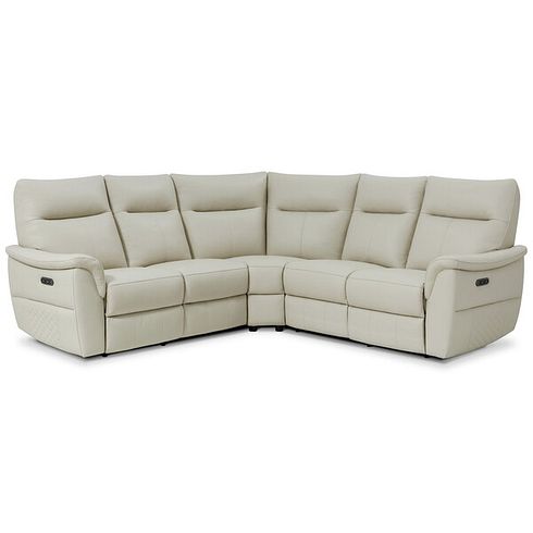 Aldo Large Corner Power Recliner Sofa in Bone China Leather