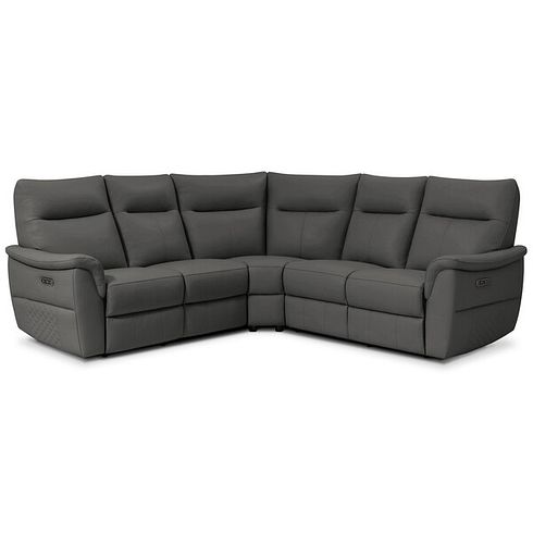 Aldo Large Corner Power Recliner Sofa in Elephant Grey Leather