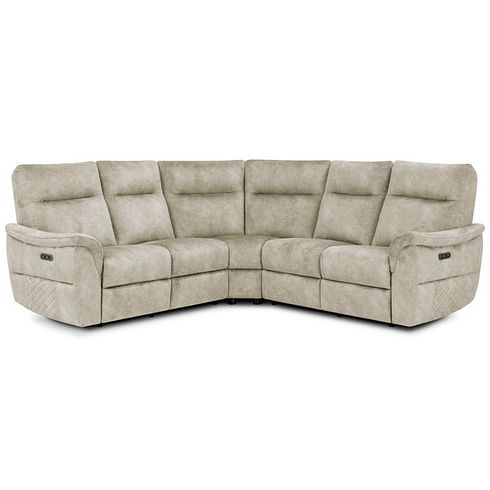 Aldo Large Corner Power Recliner Sofa in Marble Cream Fabric