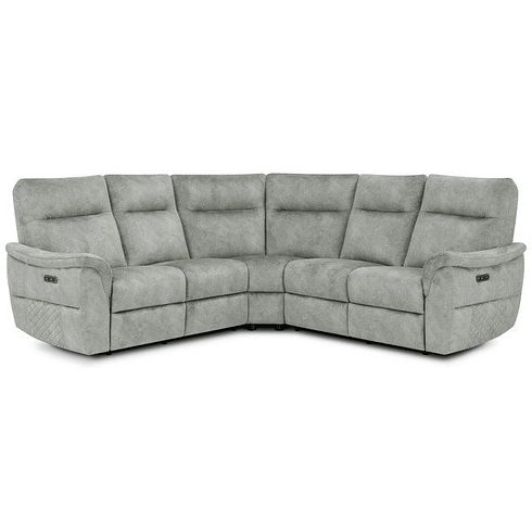 Aldo Large Corner Power Recliner Sofa in Marble Silver Fabric