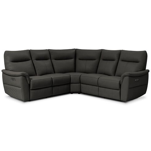 Aldo Large Corner Power Recliner Sofa in Storm Leather