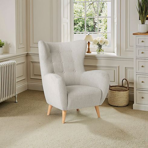 Alexander Accent Chair in Linen Cream Fabric