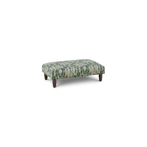 Amelie Footstool in Porter Forest Fabric with Grey Ash Feet