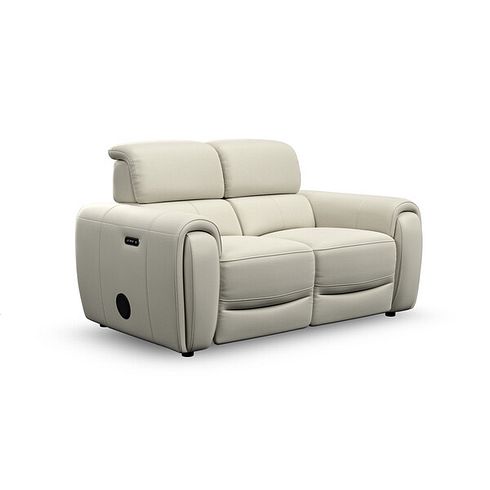 Arabella 2 Seater Power Recliner Sofa with Power Headrest and Speakers in Bone China Leather