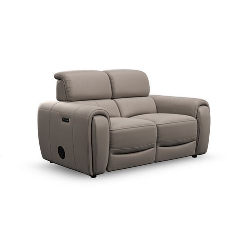 Arabella 2 Seater Power Recliner Sofa with Power Headrest and Speakers in Oyster Leather