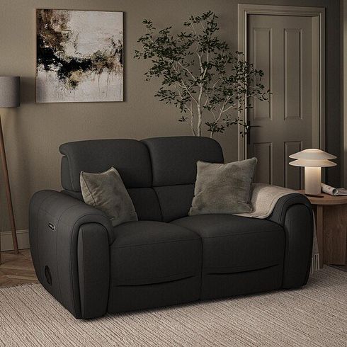 Arabella 2 Seater Power Recliner Sofa with Power Headrest and Speakers in Storm Leather