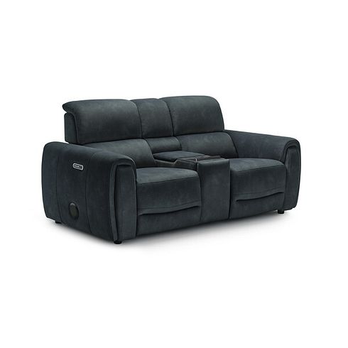 Arabella 2 Seater Recliner Console Sofa with Smart Screen in Dexter Shadow Fabric