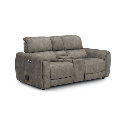 Arabella 2 Seater Recliner Console Sofa with Smart Screen in Marble Mink Fabric