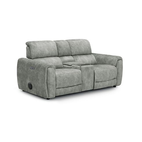 Arabella 2 Seater Recliner Console Sofa with Smart Screen in Marble Silver Fabric
