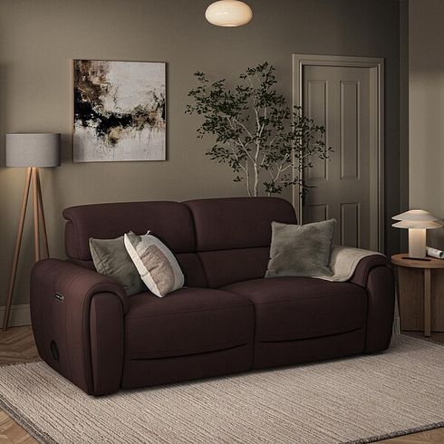 Arabella 3 Seater Power Recliner Sofa in Chestnut Leather