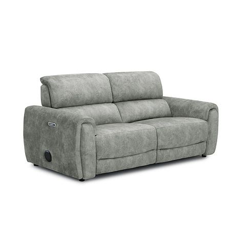 Arabella 3 Seater Power Recliner Sofa with Power Headrest and Speakers in Marble Silver Fabric