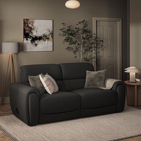 Arabella 3 Seater Power Recliner Sofa with Power Headrest and Speakers in Storm Leather