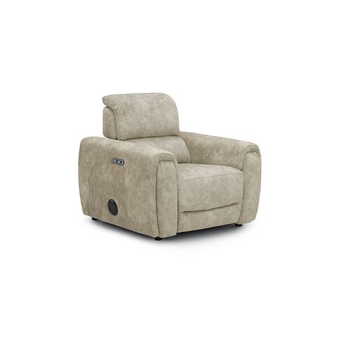 Arabella Power Recliner Armchair with Power Headrest and Speakers in Marble Cream Fabric