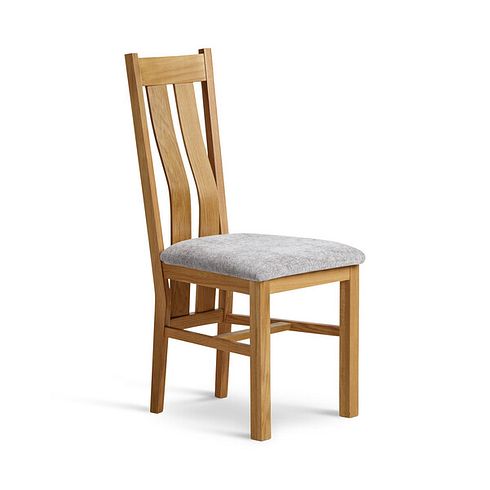 Arched Back Natural Solid Oak Chair with Brooklyn Quill Grey Crushed Chenille Seat