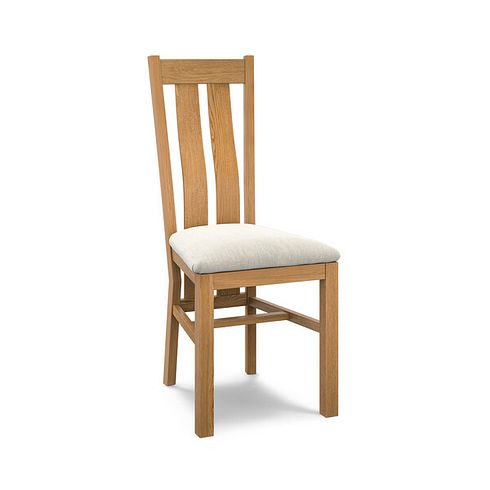Arched Back Natural Solid Oak Chair with Verona Cream Fabric Seat
