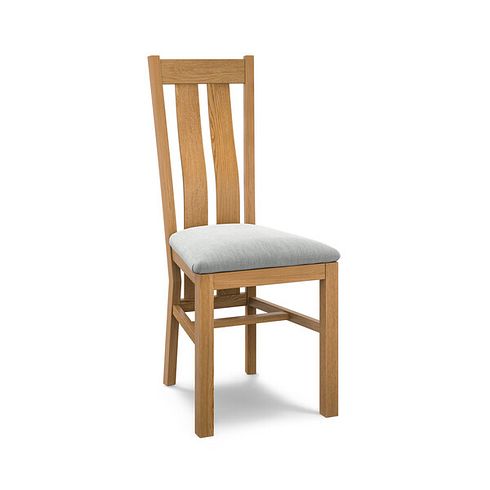 Arched Back Natural Solid Oak Chair with Verona Grey Fabric Seat