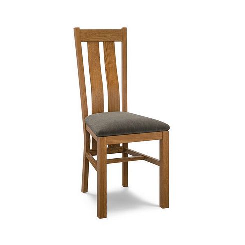Arched Back Rustic Solid Oak Chair with Verona Chocolate Fabric Seat