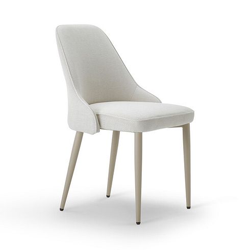 Aria Dining Chair in Cream Woven Fabric with Cappuccino Metal Legs