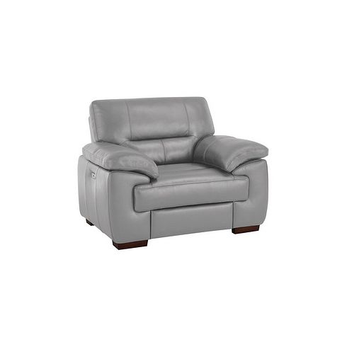 Arlington Electric Recliner in Light Grey Leather