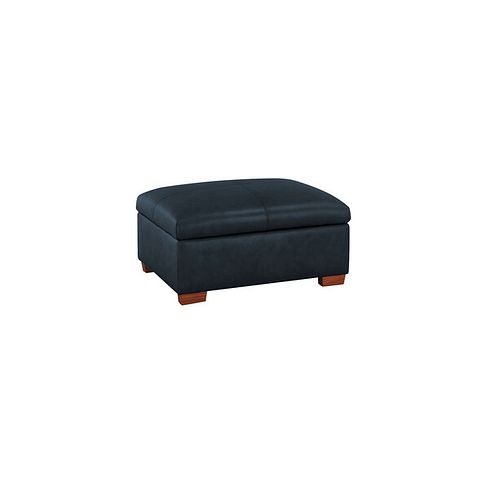 Arlington Storage Footstool in Blue Leather