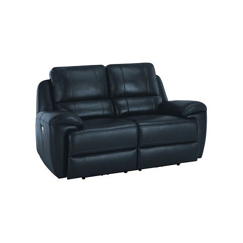 Austin 2 Seater Electric Recliner Sofa with Power Headrest in Blue Leather