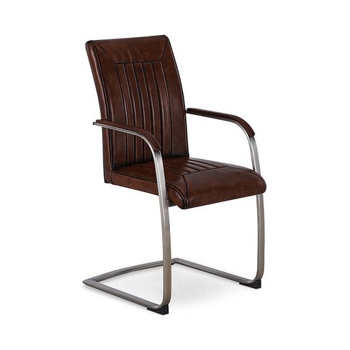 Bailey Vintage Tan Dining Armchair with Steel Metal Frame