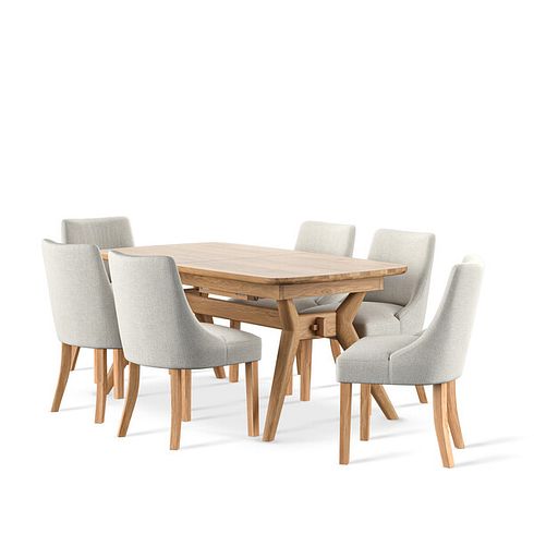 Bentley Natural Solid Oak Extending Dining Table with 6 Zola Chairs