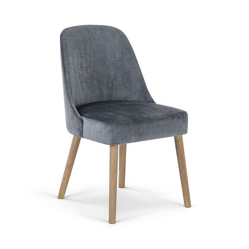 Bette Upholstered Chair with Oak Legs in Heritage Granite Velvet