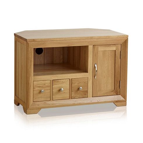 Bevel Natural Solid Oak Corner TV Cabinet