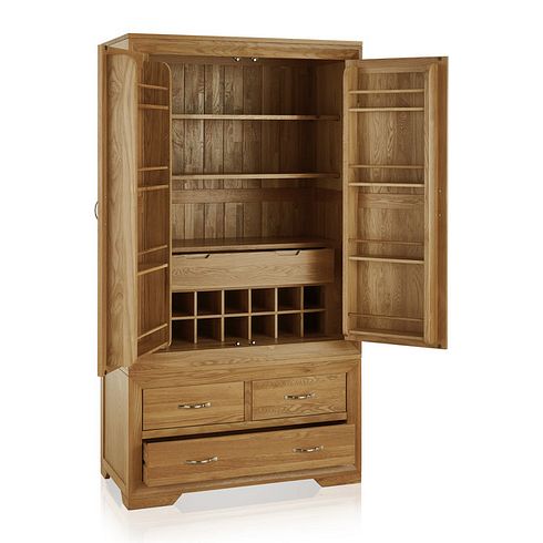 Bevel Natural Solid Oak Large Larder
