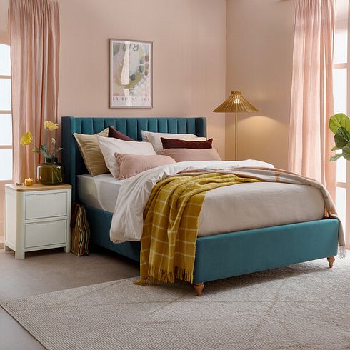 Bloomsbury Super King-size Ottoman Storage Bed in Sunningdale Kingfisher Fabric