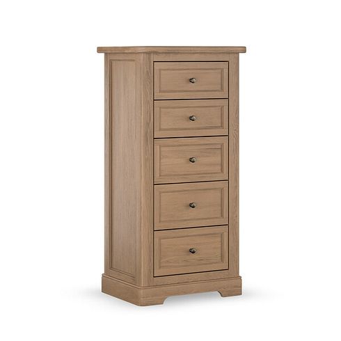 Brennan Antique Finish Solid Oak 5 Drawer Tallboy