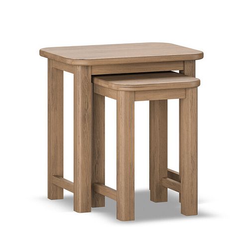 Brennan Antique Finish Solid Oak Nest of 2 Tables