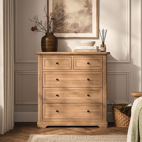 Brennan Natural Solid Oak 2+3 Chest of Drawers