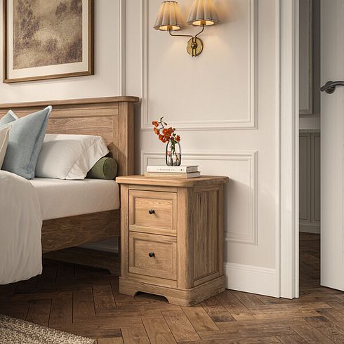 Brennan Natural Solid Oak 2 Drawer Bedside 