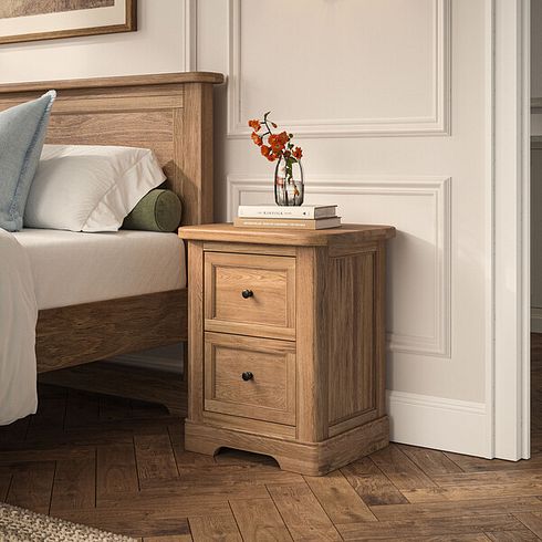Brennan Natural Solid Oak 2 Drawer Bedside 