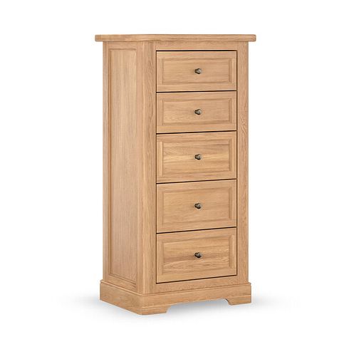 Brennan Natural Solid Oak 5 Drawer Tallboy