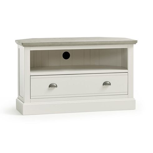 Brompton Painted Acacia and Ash Top Corner TV Unit - Solid Hardwood