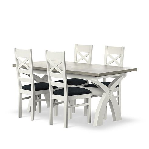 Brompton Painted Acacia and Ash Top Extending Dining Table And 4 Bromptons In Verona Charcoal 