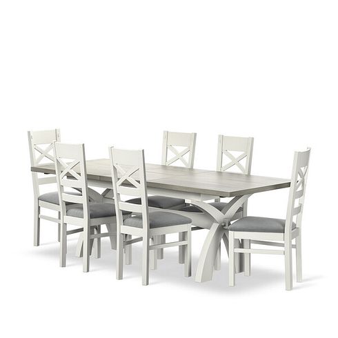Brompton Painted Acacia and Ash Top Extending Dining Table And 6 Bromptons In Verona Grey 