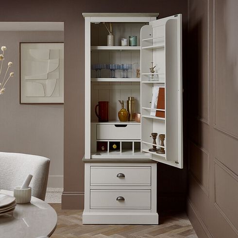 Brompton Painted Acacia and Ash Top Small Larder - Solid Hardwood